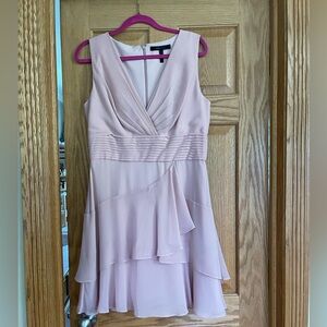 BCBGMaxAzria Light Pink Asymmetrical Ruffled Maxi Dress